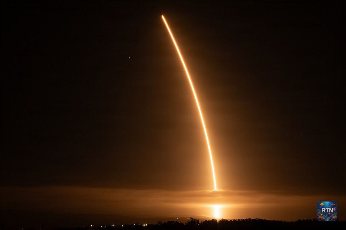 A Falcon 9 rocket launching from Vandenberg Space Force Base