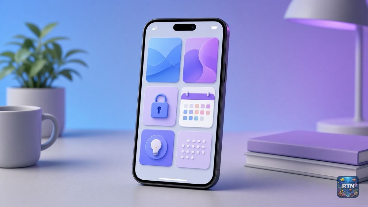 AI-generated illustration: a smartphone showing generic app tiles